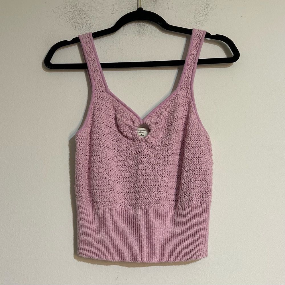 Abercrombie & Fitch Crochet Knit Keyhole Cutout Cropped Tank Top Medium